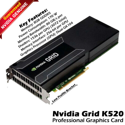 Nvidia GRID K520 8GB GDDR5 PCIe gen3 x16 GPU Graphics 900-12055-0020-000