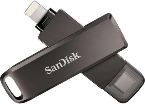 SanDisk – 256GB iXpand Phone Drive Luxe for iPhone Lightning and Type-C Devic…