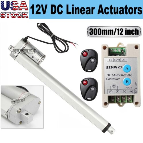 1000N 12″ Linear Actuator + Wireless Remote Controller 220lbs Heavy Duty Medical