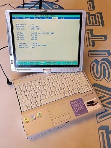 FUJITSU LIFEBOOK T4215 Core 2 T5600 1.83GHz 60GB 512MB RAM*No OS AC Batt #414