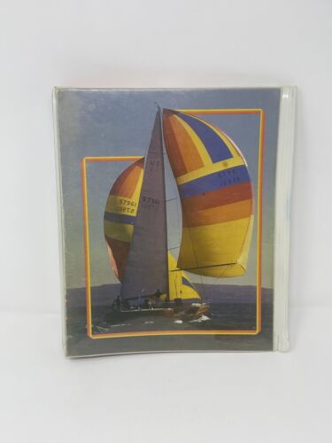 Vintage 70s 80s Mead Data Center Rainbow Sailboat Notebook Binder Trapper