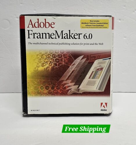 Adobe FrameMaker 6.0 Cd Rom 2 Cd Set * Exc Cond * W/Key Code Acrobat Reader 4.0