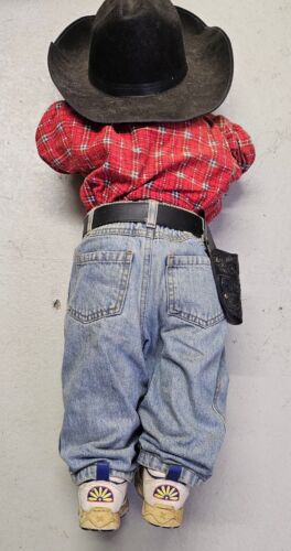 Vtg Time Out Little Cowboy 28″ Corner Doll Hide & Seek Drawn Face Cottagecore