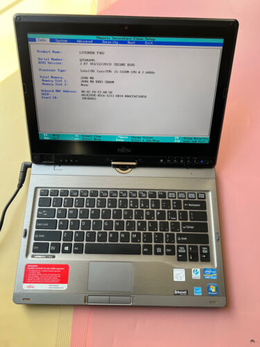 Fujitsu Lifebook T902 Intel Core i5-3320M 2GB 2.60GHz NO HDD TOUCH  BIOS TESTED