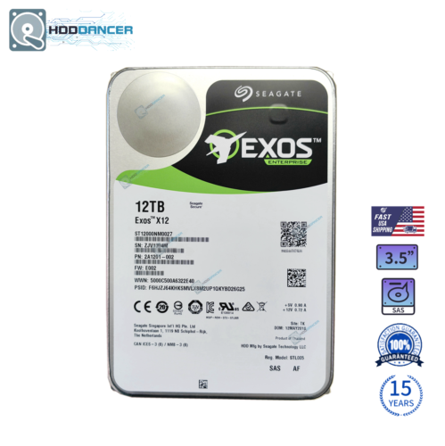 Seagate ST12000NM0027 12TB Exos X12 Enterprise 3.5 SAS 512e 12Gbs Hard Drive New