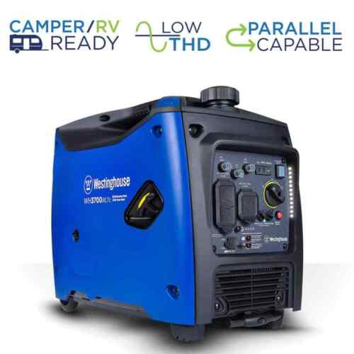 3,700W Gas Powered Portable Inverter Generator w/Recoil Start,LED Data Center,Qu