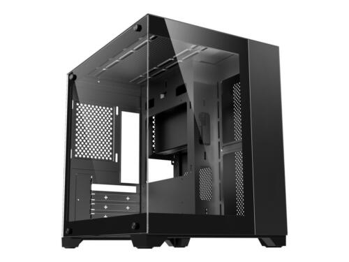 DIYPC DIY-CUBE01-BK Black USB3.0 Tempered Glass Micro ATX Gaming Computer Case