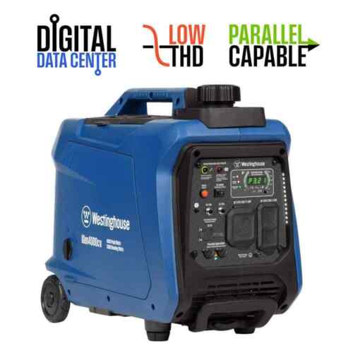 4,000W Gas Powered Portable Inverter Generator w/Recoil Start,LED Data Center