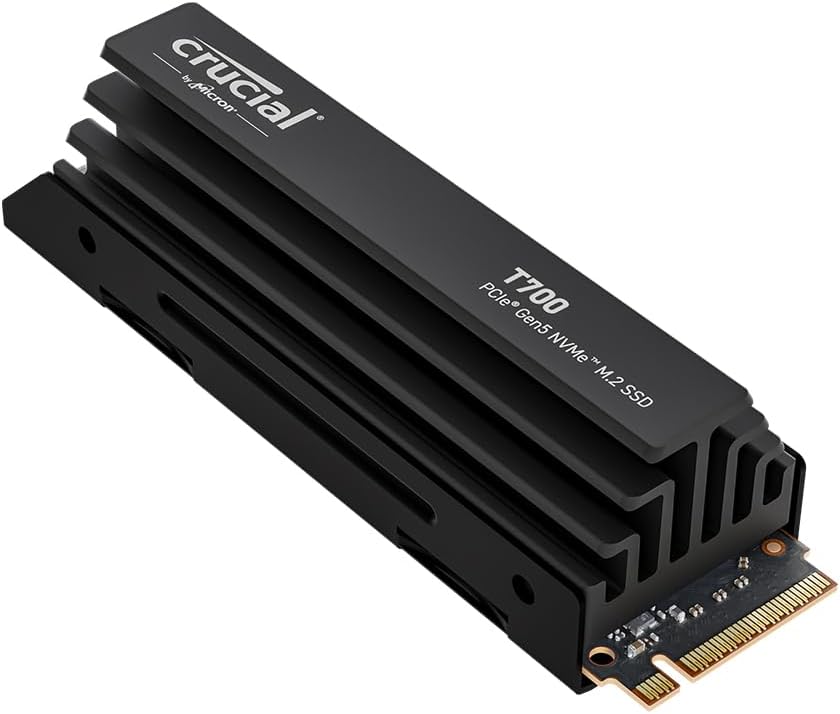 Crucial T700 1TB Gen5 NVMe M.2 SSD with Heatsink – Up to 11,700 MB/s – DirectStorage Enabled – CT1000T700SSD5 – Gaming, Photography, Video Editing & Design – Internal Solid State Drive