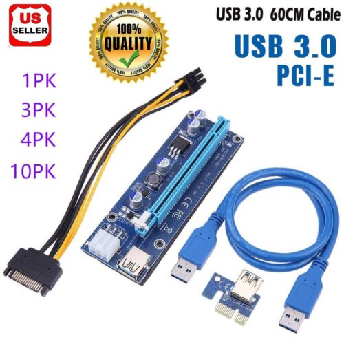 Ethereum PCI-E 1x to 16x Powered USB3.0 GPU Riser Extender Adapter Card VER 009s