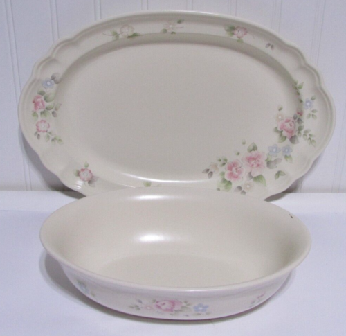 Pfaltzgraff Tea Rose   Oval Serving Platter and Oval Serving Bowl