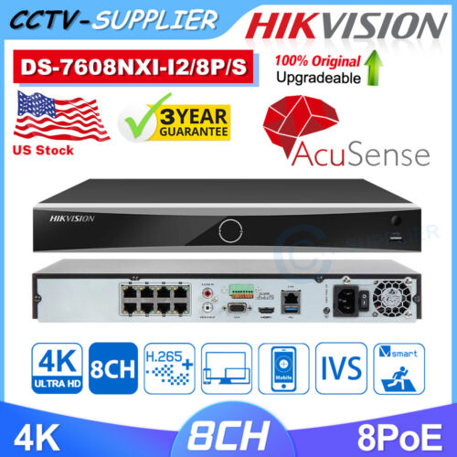 Hikvision 4K 12MP 8CH AcuSense DS-7608NXI-I2/8P/S Video Recorder Deep Learning