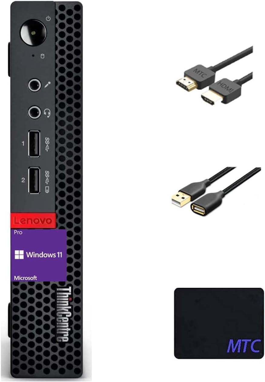 Lenovo ThinkCentre M625q Mini Form Factor Business Desktop, AMD Dual Core Turbo Speed: 2.4 GHz, 8GB RAM, 256GB SSD, DisplayPort, Multiple USB Ports, RJ-45, Windows 11 Pro, with MTC Accessories