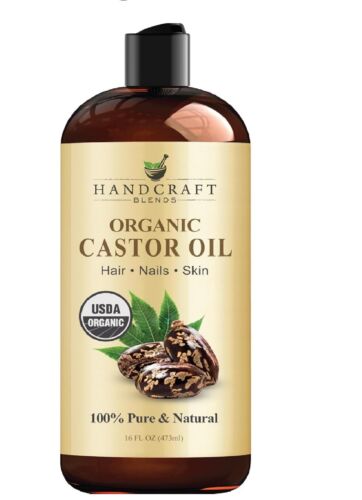 Premium Organic Castor Oil 100% Pure and Hexane-Free Cold-Pressed Beauty 16 fl.