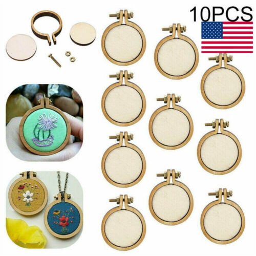 10-Pack Mini Embroidery Hoop Ring Wooden Cross Stitch Frame For Hand DIY Craft