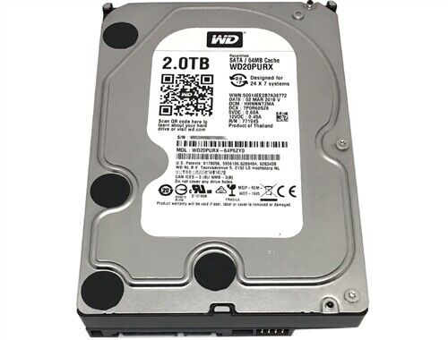 WD Purple WD20PURX 2TB 5400RPM 3.5″ SATA Surveillance Hard Drive