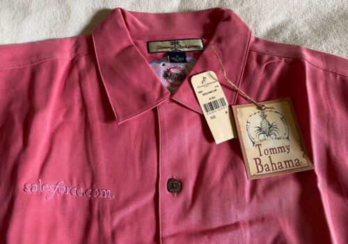 TOMMY BAHAMA SILK SHIRT  SALESFORCE LOGO MEDIUM WITH TAGS