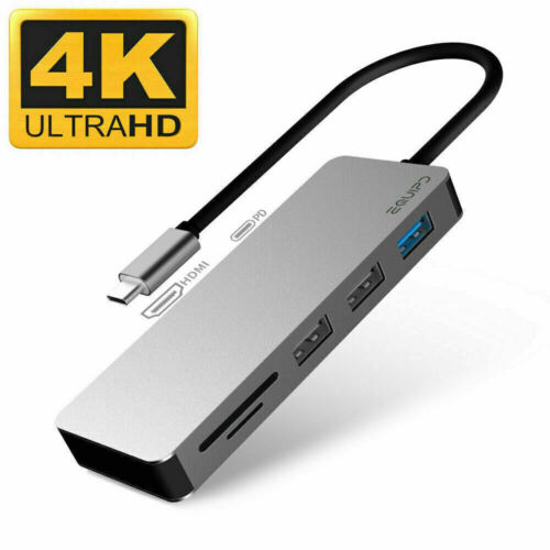 Aluminum USB C Hub 7-in-1 Adapter 4K HDMI Card Reader USB 3.0 100W PD Charging