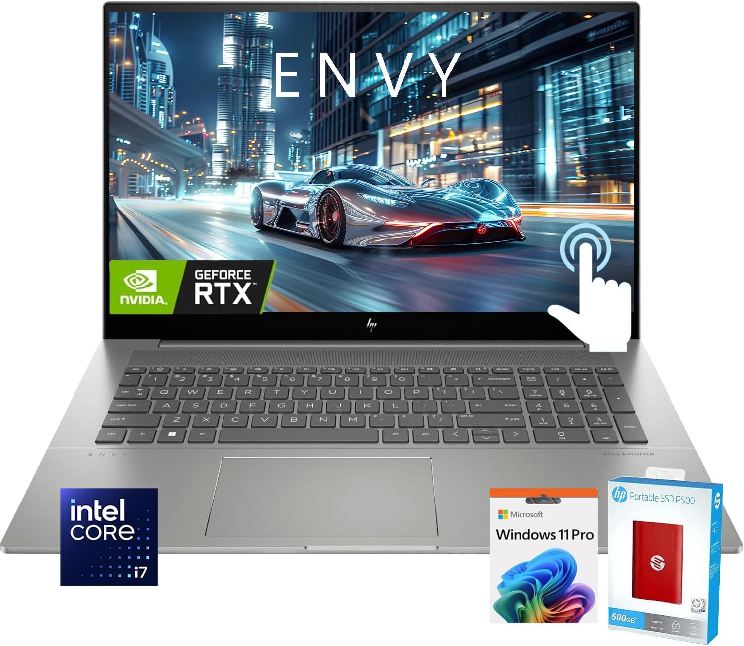 HP Envy 17.3 FHD Touchscreen Laptop | Intel Core i7-1355U | NVIDIA GeForce RTX 3050 | 64GB RAM | 1.5TB Storage (1TB PCIe SSD withHP 512GB P500 Portable SSD) | Wi-Fi 6 | Backlit KB | Win 11 Pro