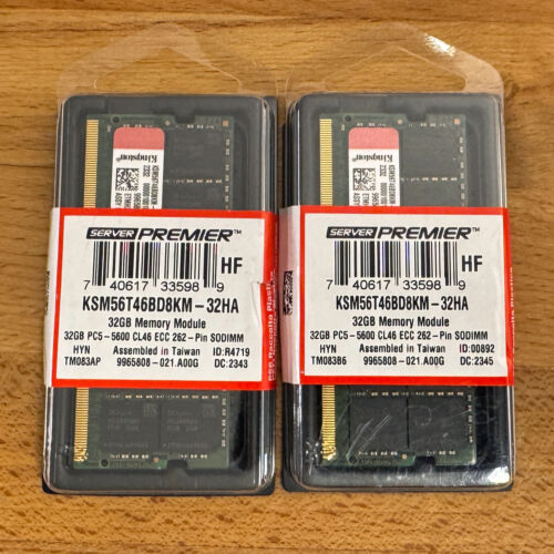 Kingston 64GB (2×32) DDR5 5600 ECC SODIMM RAM SK Hynix Server KSM56T46BD8KM-32HA