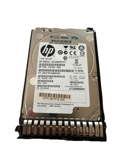 718292-001 HP HDD 1.2TB / 10K / SAS 6G / DP / 2.5″ SFF SC / HOT-SWAP EG1200FDJYT