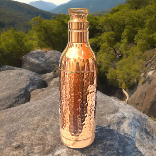 100% Pure Copper Water Bottle 1.5 Liter Ayurvedic Health Benefits Unique Design