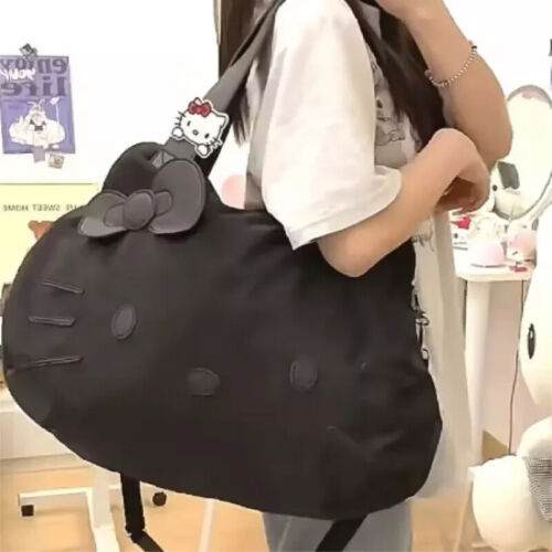 Black Hello Kitty Large Capacity One Shoulder Crossbody Bag Tote Bag Travel Bag