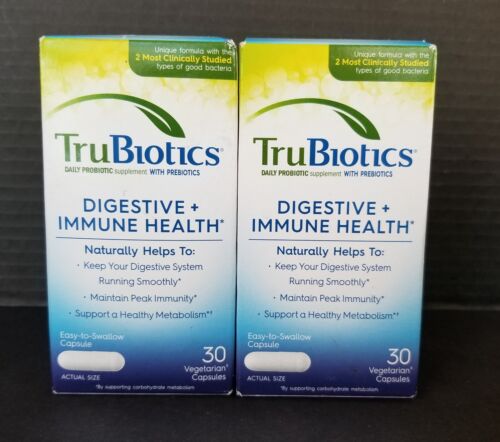 60 TruBiotics Digestive + Immune Health Daily Probiotic Capsules, 2×30, Exp 7/26