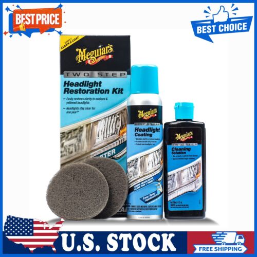 Meguiar’s Two Step Headlight Restoration Kit, Clear – Cleaning Solution, 4 Count