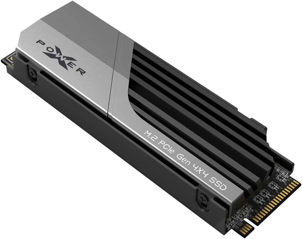 Silicon Power 1TB XS70 Nvme PCIe Gen4 M.2 2280 SSD R/W Up to 7,300/6,000 MB/s, DRAM Cache, with Built-in PS5 Heatsink, Compatible with PlayStation 5 (SP01KGBP44XS7005)