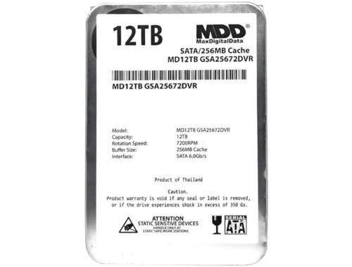 MDD 12TB 7200RPM 256MB Cache 3.5″ SATA 6Gb/s Internal Surveillance Hard Drive