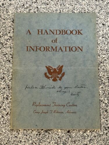 Handbook of Information Replacement Training Center Camp Robinson ~1940 Arkansas