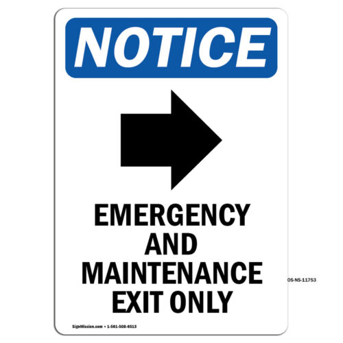 Emergency And Maintenance With Symbol OSHA Notice Sign Metal Plastic Decal