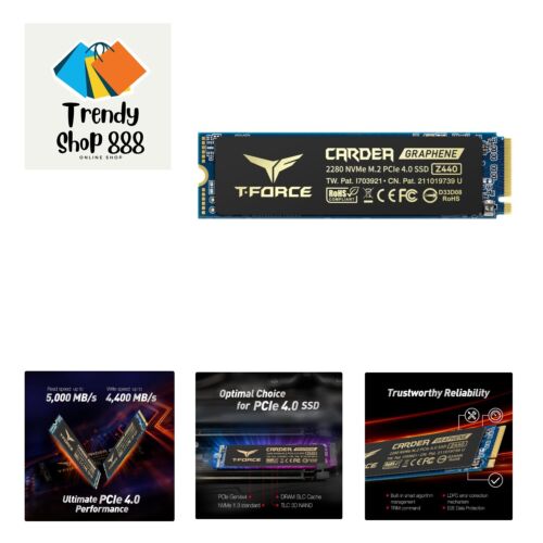 T-Force CARDEA Z440 1TB DRAM SLC Cache 3D TLC NAND NVMe Phison E16 PCIe Gen4x…