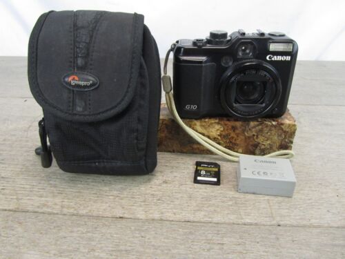 Canon PowerShot G10 14.7MP Compact Digital Camera Black Battery,Case,SD **READ**