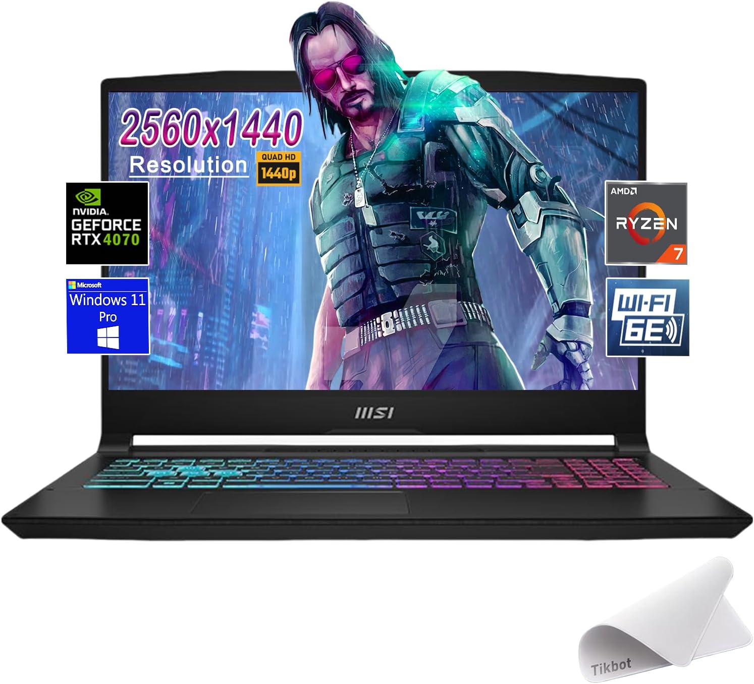 MSI Katana A15 AI 15.6″ QHD (2560×1440) Gaming Laptop，AMD Ryzen 7 8845HS, NVIDIA GeForce RTX 4070 8GB GDDR6, Backlit Keyboard, WiFi 6E,W/Mouse Pad (Windows 11 Pro, 16GB RAM|1TB PCIe SSD)