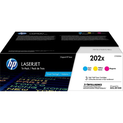 HP Inc. HP 202X Tri-Color Toner Cartridges High Yield CF500XM