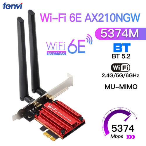 WiFi 6E AX210 PCIe Network Card AX5400 Desktop PC Wireless Adapter Bluetooth 5.3