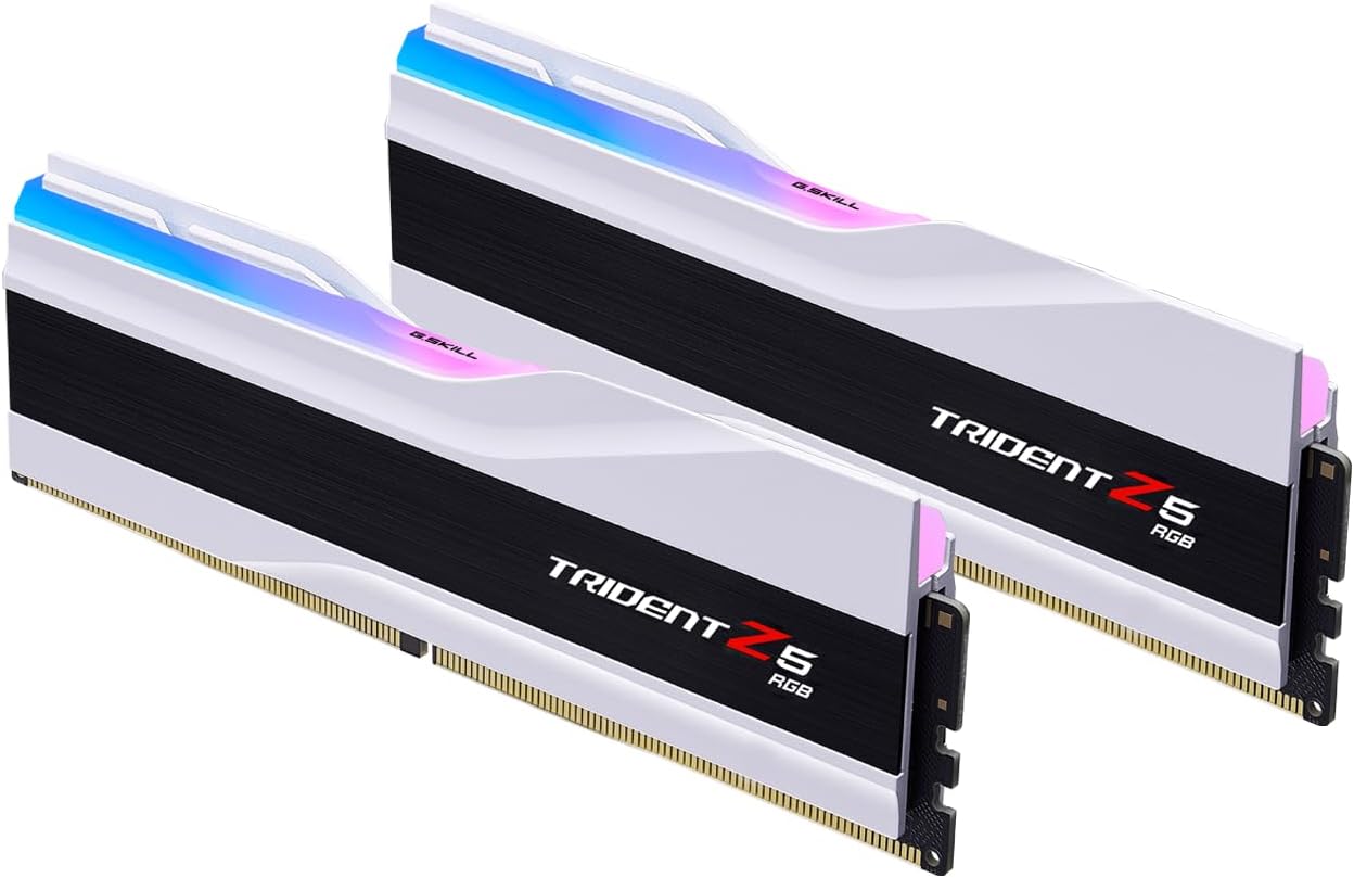 G.SKILL Trident Z5 RGB Series (Intel XMP 3.0) DDR5 RAM 64GB (2x32GB) 6000MT/s CL30-40-40-96 1.40V Desktop Computer Memory UDIMM – Matte White (F5-6000J3040G32GX2-TZ5RW)