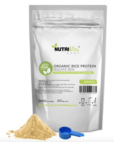 100% PURE ORGANIC RICE PROTEIN PRO ISOLATE NON-GMO HIGH PROTEIN VEGAN NONGMO USA