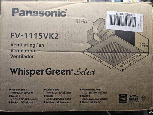 Panasonic FV-1115VK2 WhisperGreen Select Ventilation Fan – 110-130-150 CFM