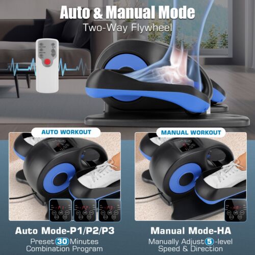 Under Desk Elliptical Electric Seated Pedal Exerciser w/Remote and LCD Display