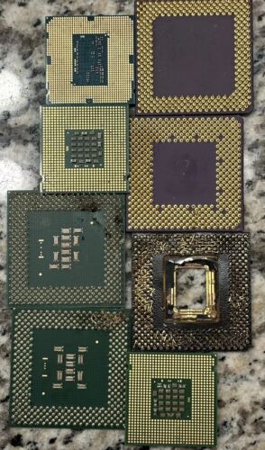 Lot of 8  CPUS Intel /AMD High Yield For Scrap Gold Recovery