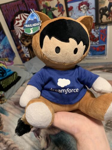 Salesforce Astro the Racoon 9″ Plush Blue Dreamforce Shirt Trailhead 2014 EUC!