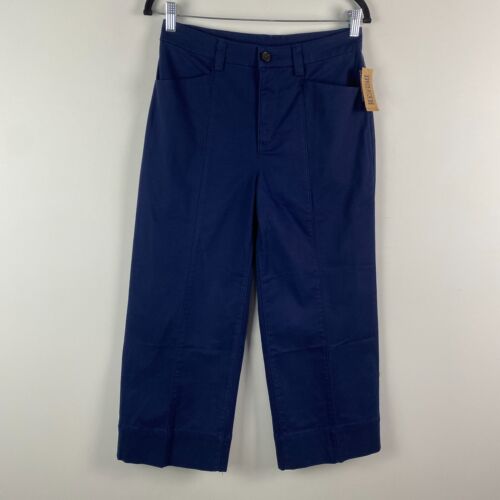 Duluth Trading Workday Warrior Chino Wide Leg Crop Pant Blue Womens 6