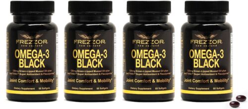 FREZZOR Omega 3 Black Green Lipped Mussel Oil Capsules – 4 Bottles, 240 Count