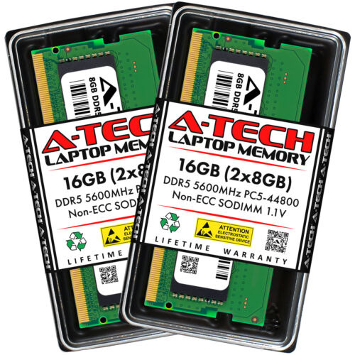 A-Tech 16GB 2x 8GB DDR5 5600 SODIMM PC5-44800 262-Pin Notebook Memory RAM Kit