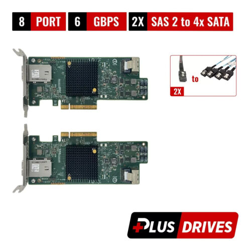 Lot of 2 LSI SAS-2 9207-4i4e HBA JBOD ZFS IT Mode 6Gb/s Broadcom USA with Cables