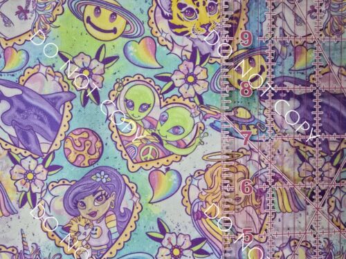 100% Cotton Woven Novelty Fabric Lisa Frank Pastel By The 1/4 Yard 9×56