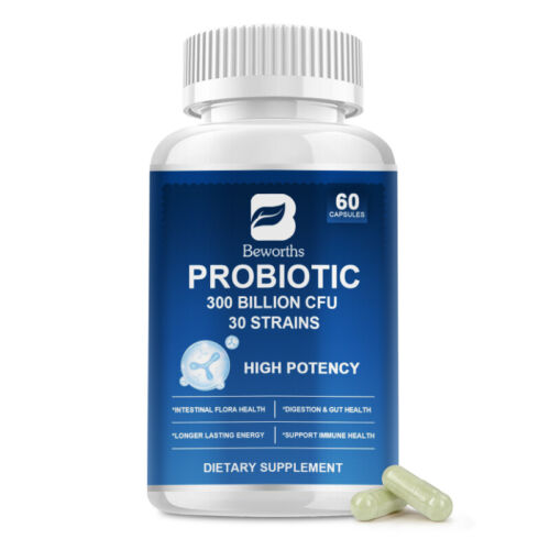 Probiotics Supplement 300 Billion CFU Support Digestive Gut Health 60 Capsules